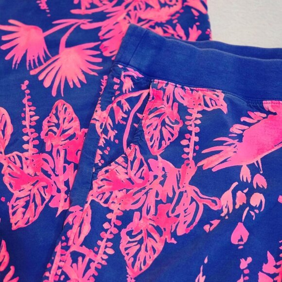 Lilly Pulitzer ✦ Seaside Beach Pants ✦ Pink Navy Blue Tropical Print Rayon S - Picture 8 of 14